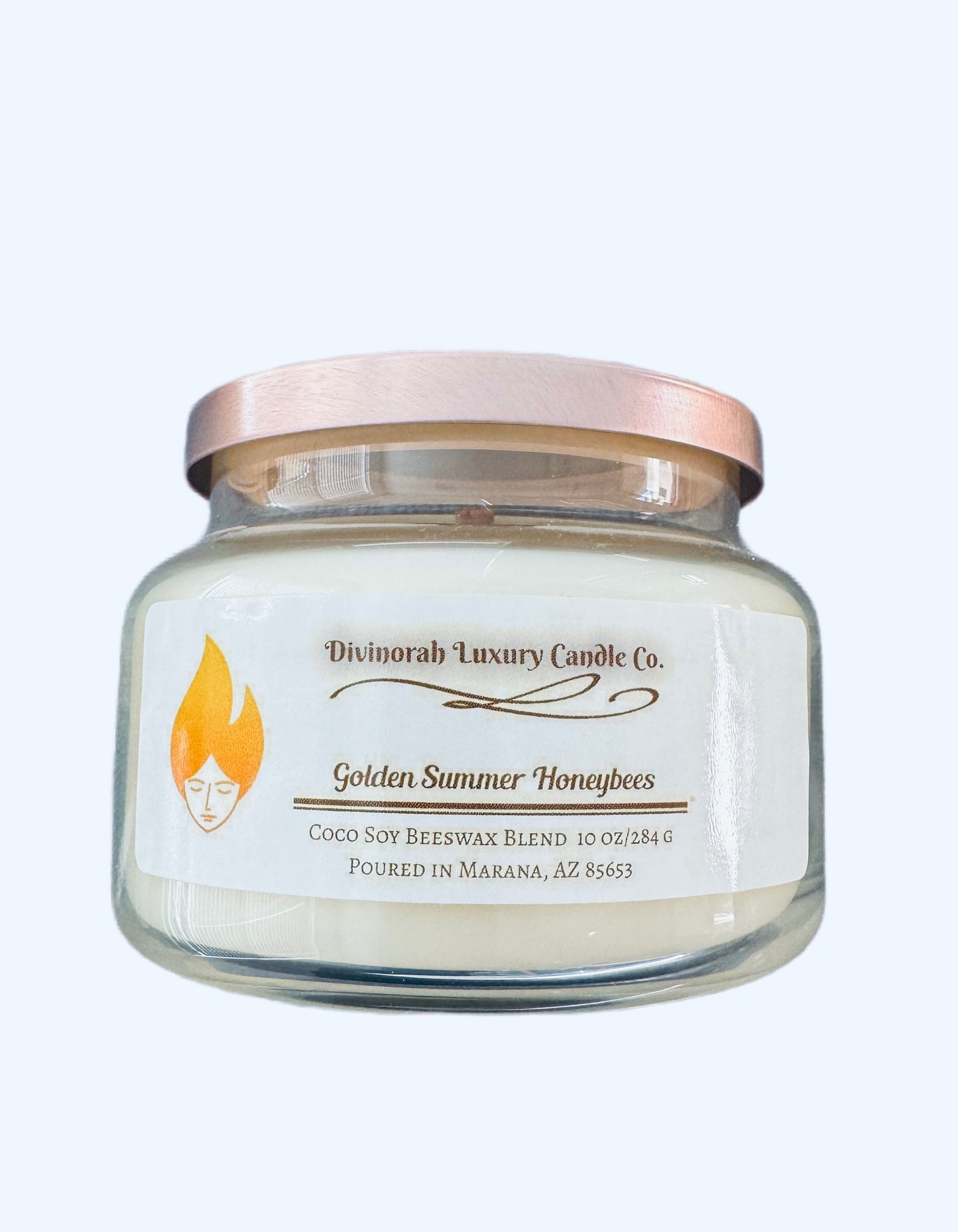 Golden Summer Honeybees | 10 Oz | Coco Soy Beeswax | Crackling Wooden Wick | Divinorah Luxury Candle Company | Non-Toxic