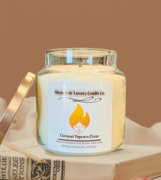 16 OZ | Virgin Coconut Soy Blend Candles with Crackling Wooden Wicks | Divinorah Luxury Candle Company | Non-Toxic | Large