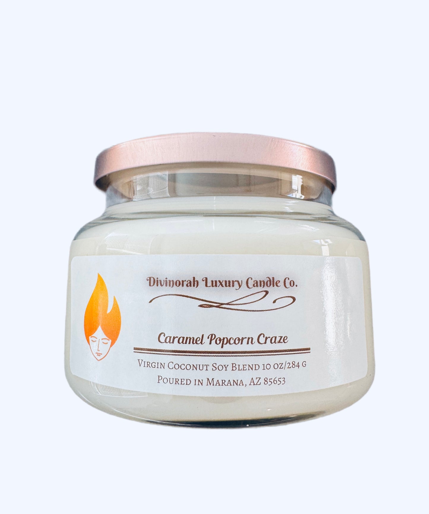 10 OZ | Virgin Coconut Soy Blend Candles with Cracking Wooden Wick | Divinorah Luxury Candle Company | Non-Toxic