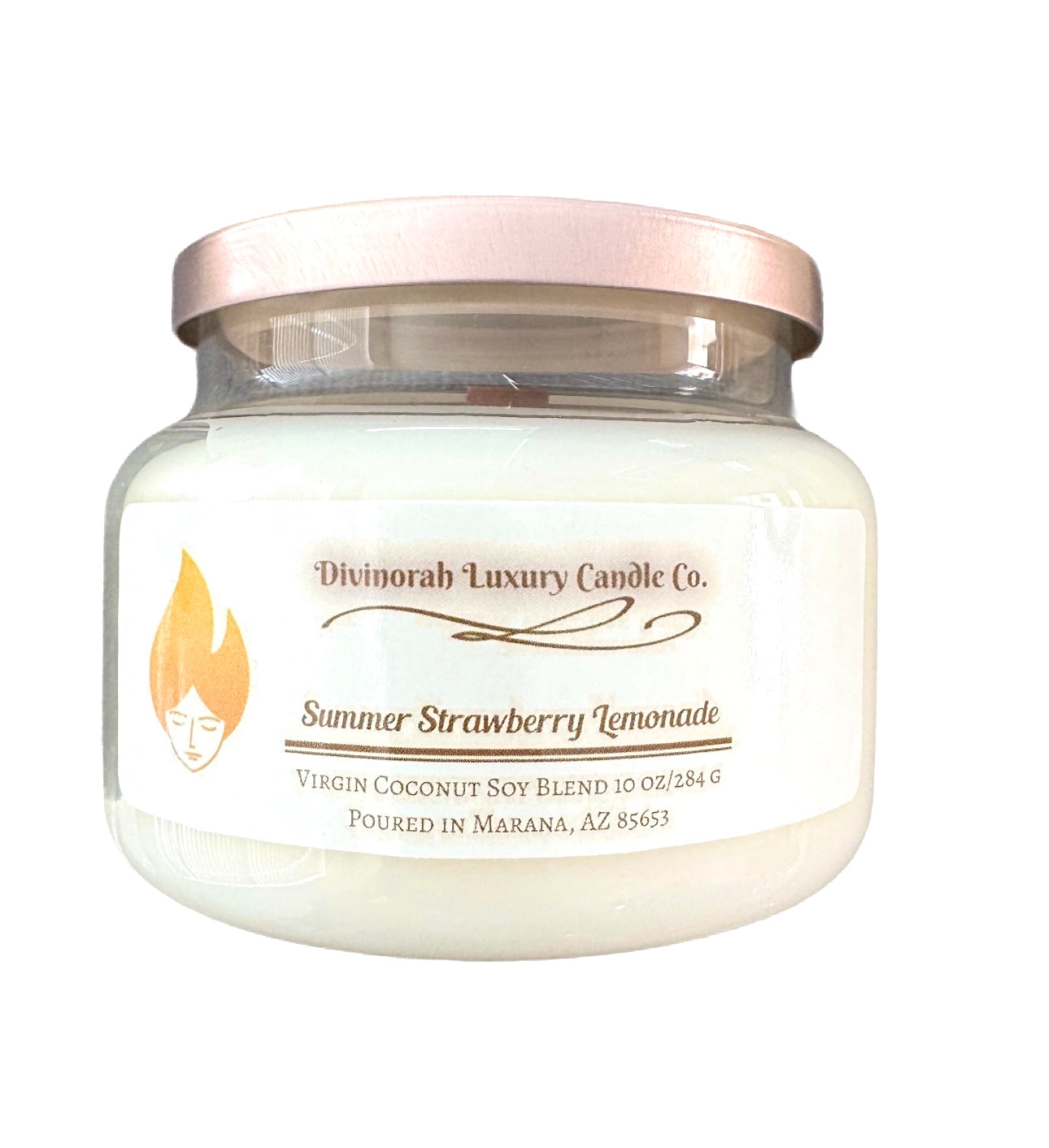 Summer Strawberry Lemonade | 10 Oz | Virgin Coconut Soy Blend | Cracking Wooden Wick | Divinorah Luxury Candle Company | Non-Toxic