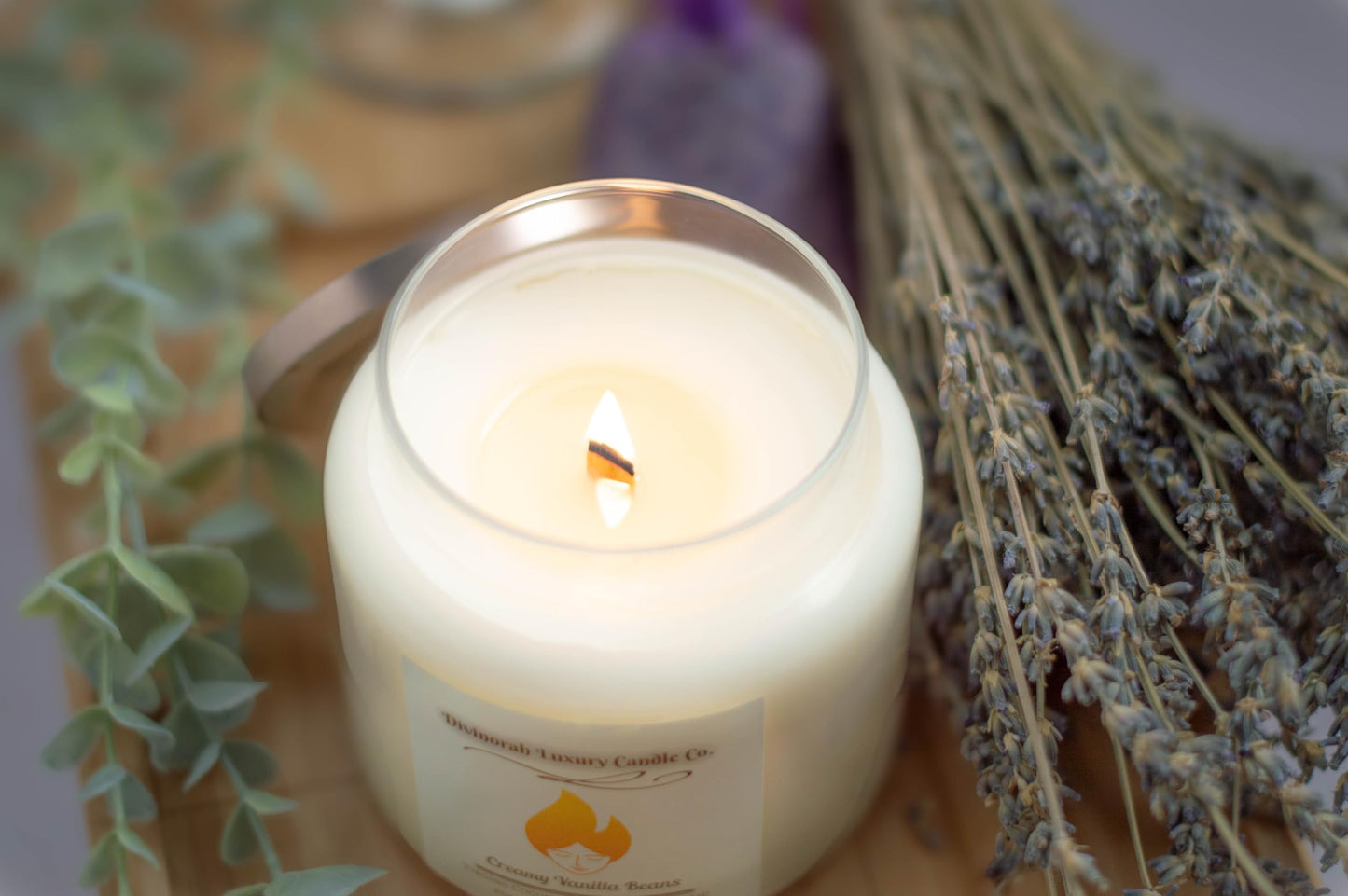 16 OZ | Virgin Coconut Soy Blend Candles with Crackling Wooden Wicks | Divinorah Luxury Candle Company | Non-Toxic | Large