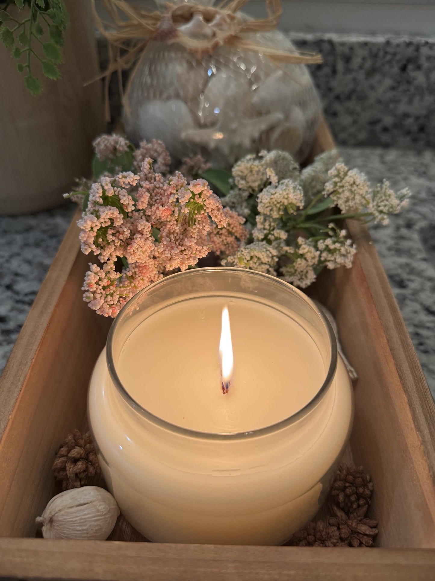 10 OZ | Virgin Coconut Soy Blend Candles with Cracking Wooden Wick | Divinorah Luxury Candle Company | Non-Toxic