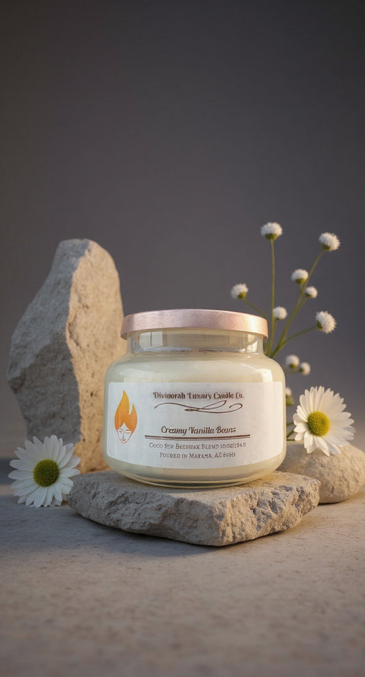 10 OZ | Virgin Coconut Soy Blend Candles with Cracking Wooden Wick | Divinorah Luxury Candle Company | Non-Toxic