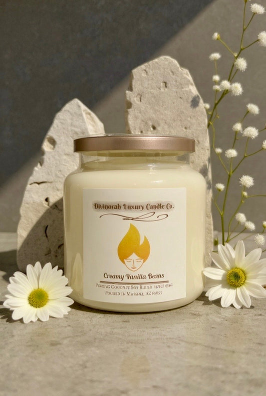 16 OZ | Virgin Coconut Soy Blend Candles with Crackling Wooden Wicks | Divinorah Luxury Candle Company | Non-Toxic | Large