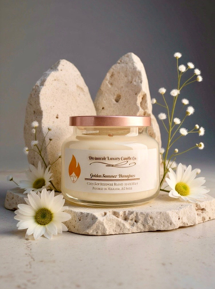 10 OZ | Coco Soy Beeswax Blend Candles with Crackling Wooden Wicks| Divinorah Luxury Candle Company | Non-Toxic